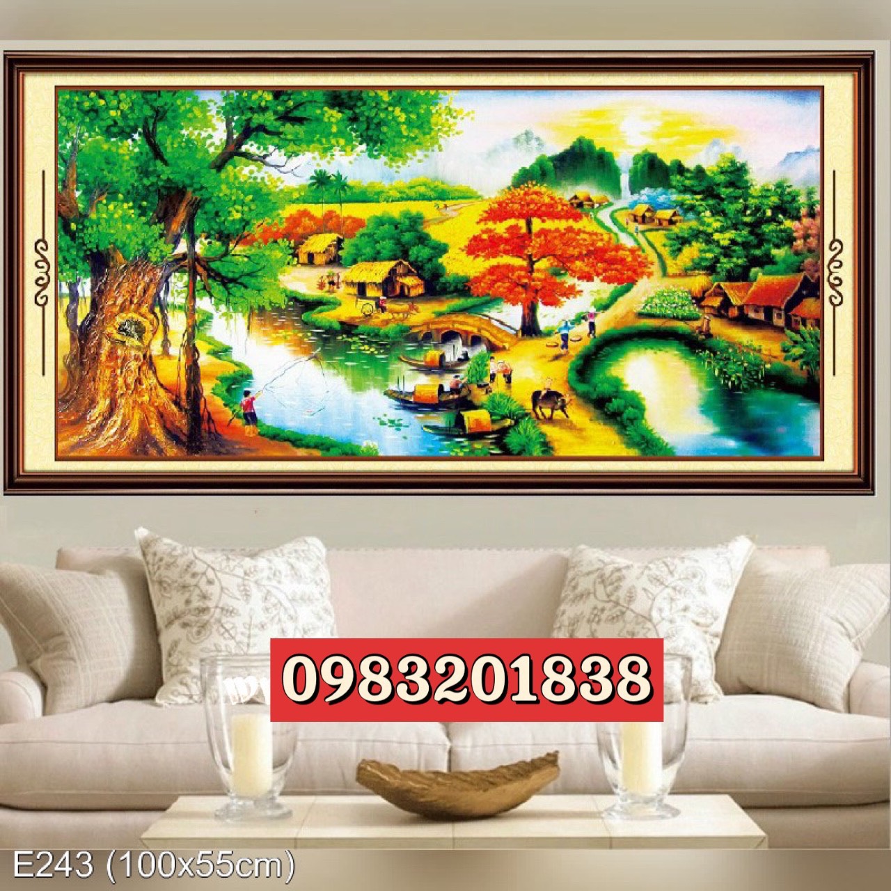Tranh thêu chữ thập Phật địa tạng vương AL53615, kích thước 50 x 70 cm