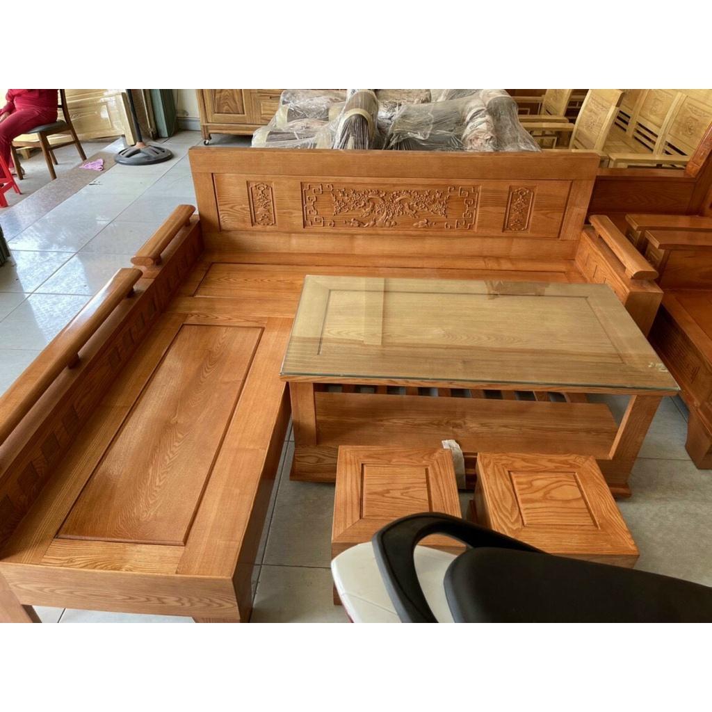 Sofa góc phòng khách gỗ sồi Mỹ
