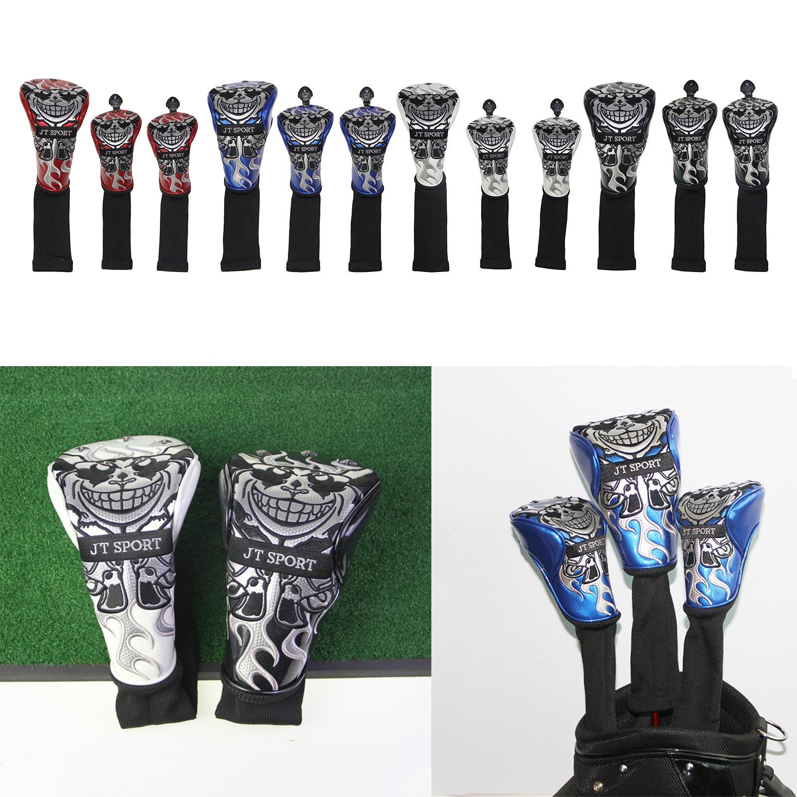 Golf Head Covers 3pcs Driver Fairway Wood Headcovers for Golf Clubs White