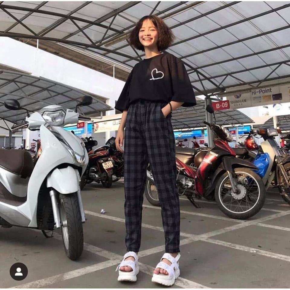 QUẦN SỌC CARÔ XANH ĐEN - PLAID PANTS KAKI UNISEX