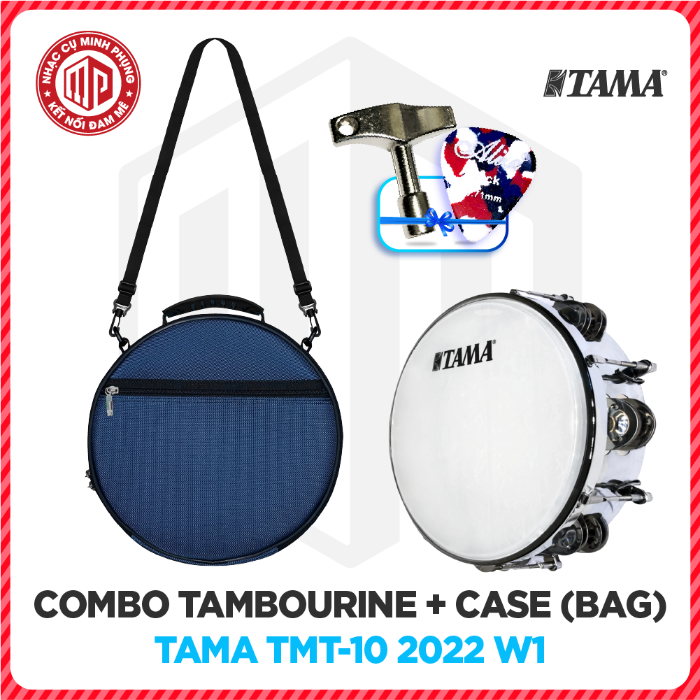Combo Trống lắc tay/ Lục lạc gõ bo/ Tambourine + Bao đựng/ Túi đựng - Model TAMA TMT-10 (TMT10) - Nhiều màu lựa chọn - Hàng chính hãng