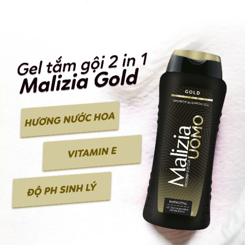 Dầu Gội Sữa Tắm Malizia Uomo hương thơm thể thao cho nam 2in1 Italy 250ml