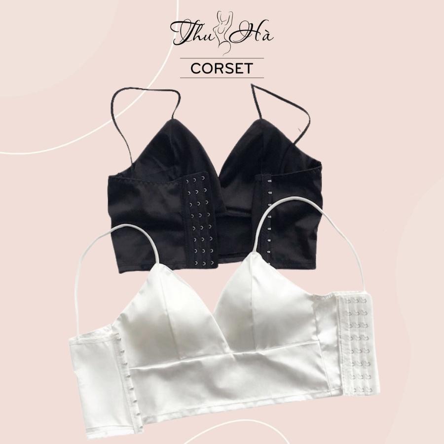 Áo bra satin lụa mềm - áo bra 2 dây bản to phi bóng có móc cài lưng CAO CẤP