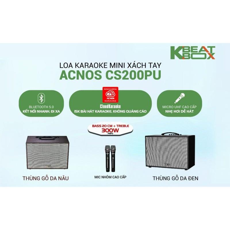 Loa karaoke xách tay ACNOS KBEATBOX CS200PU - Bass 2 tấc, công suất 300W- Dàn karaoke di động tiện lợi tốt