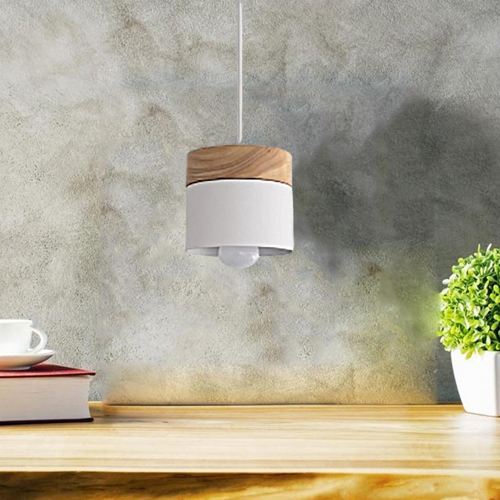 Pendant Light Modern Lighting E27 Wood Pattern Ceiling Hanging Lamp White