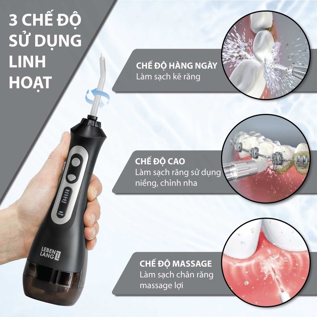 Máy Tăm Nước Sothing Lebenlang LBT1486 Chống Thấm Nước Tặng Kèm 5 Đầu Làm Sach- Hàng Chính Hãng