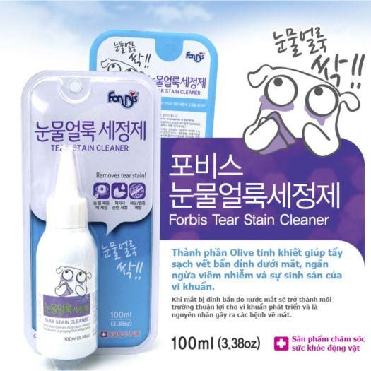 DUNG DỊCH LÀM SẠCH MẮT FORBIS FORCANS TEAR STAIN CLEANER 100ML, Dung dịch rửa mắt chó mèo.