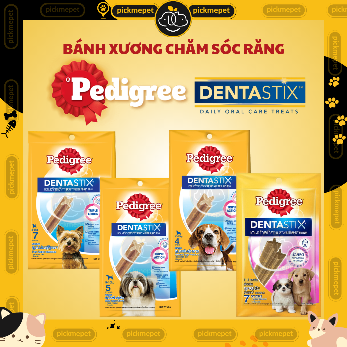 Snack Thưởng Pedigree Dentastix Bánh Xương Sạch Răng Cho Chó