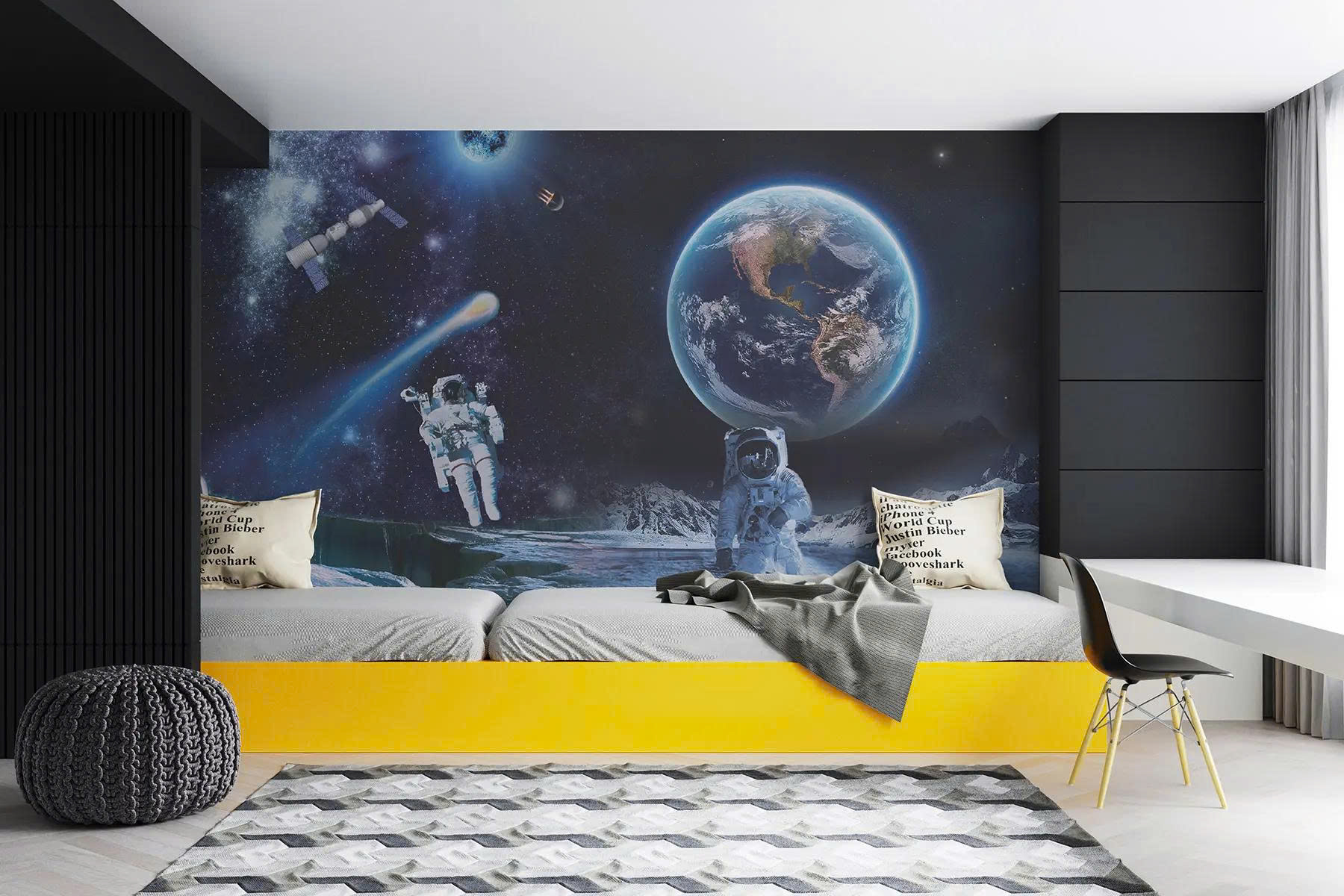 (HCM) Tranh dán trần, dán tường 3d hành tinh, vũ trụ galaxy 2 có sẵn keo,dễ dán(có in theo kích thước yêu cầu)
