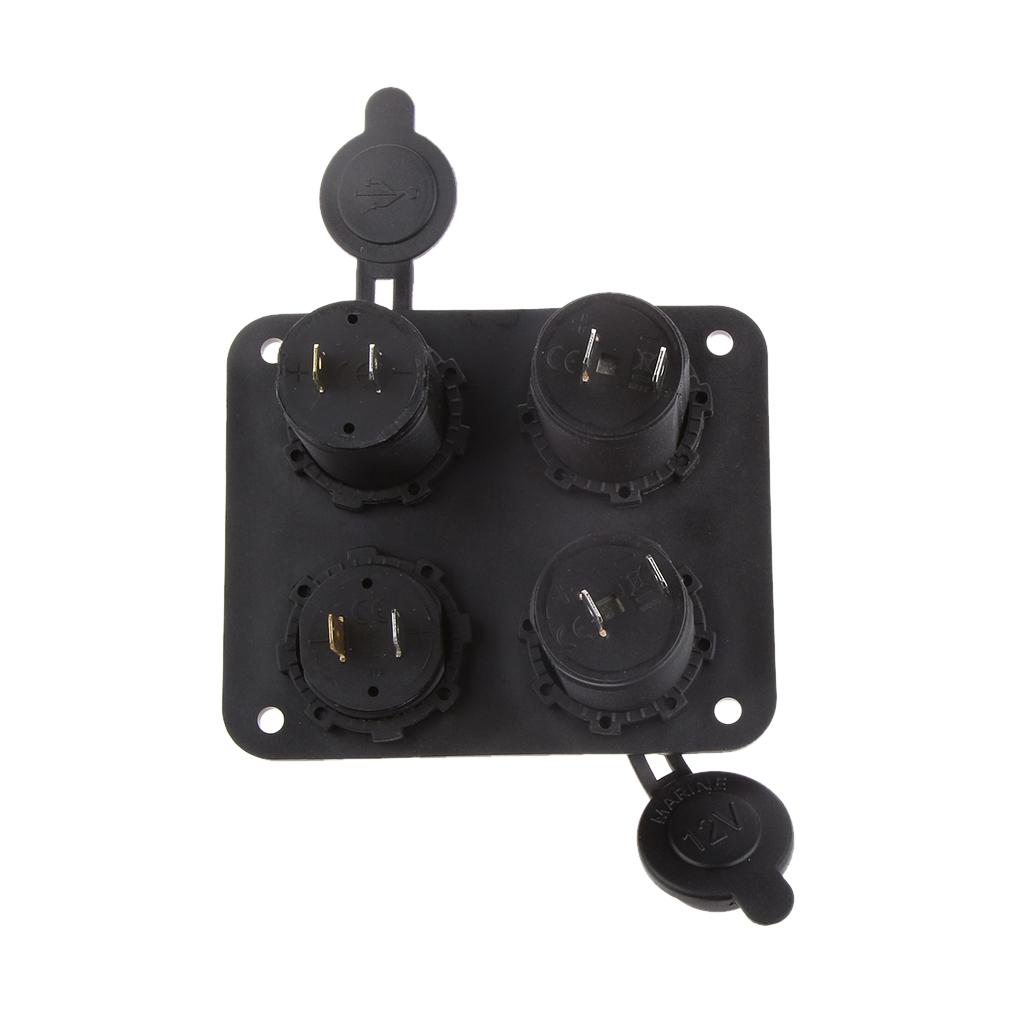 4 in 1 Car Dual USB Power Charger Cigarette Lighter Socket Voltmeter Switch