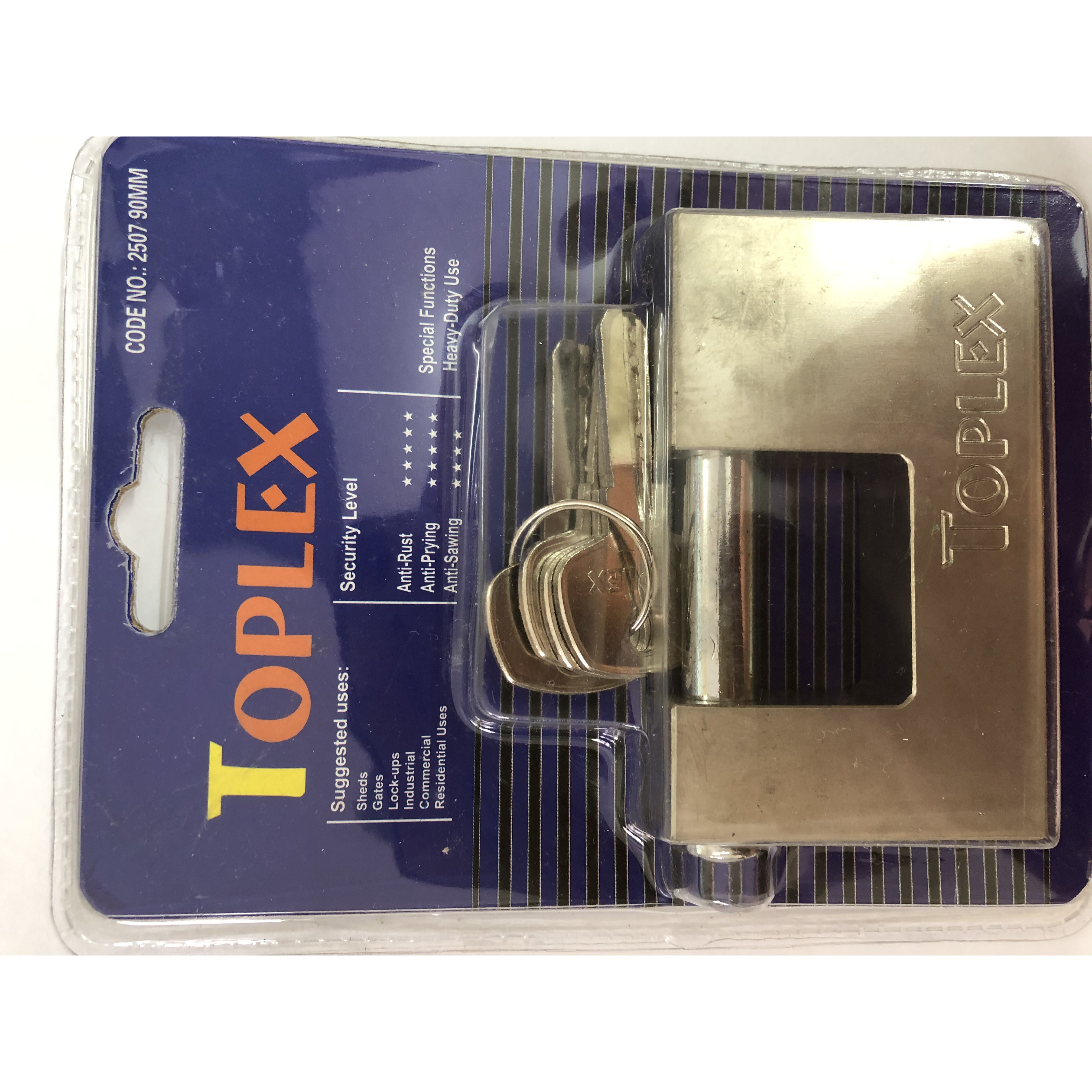 Ổ khóa Toplex ngang, chống cắt, lõi đồng, 4 chìa vi tính, lõi đồng, không rỉ sét, dùng để khóa cửa trong nhà và ngoài trời