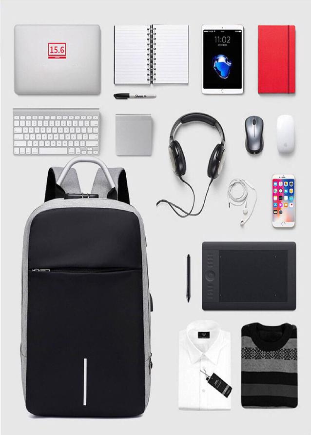 Balo Laptop Thời Trang, Cao Cấp, Kèm Khóa Chống Trộm Và Cổng Sạc USB Đa Năng