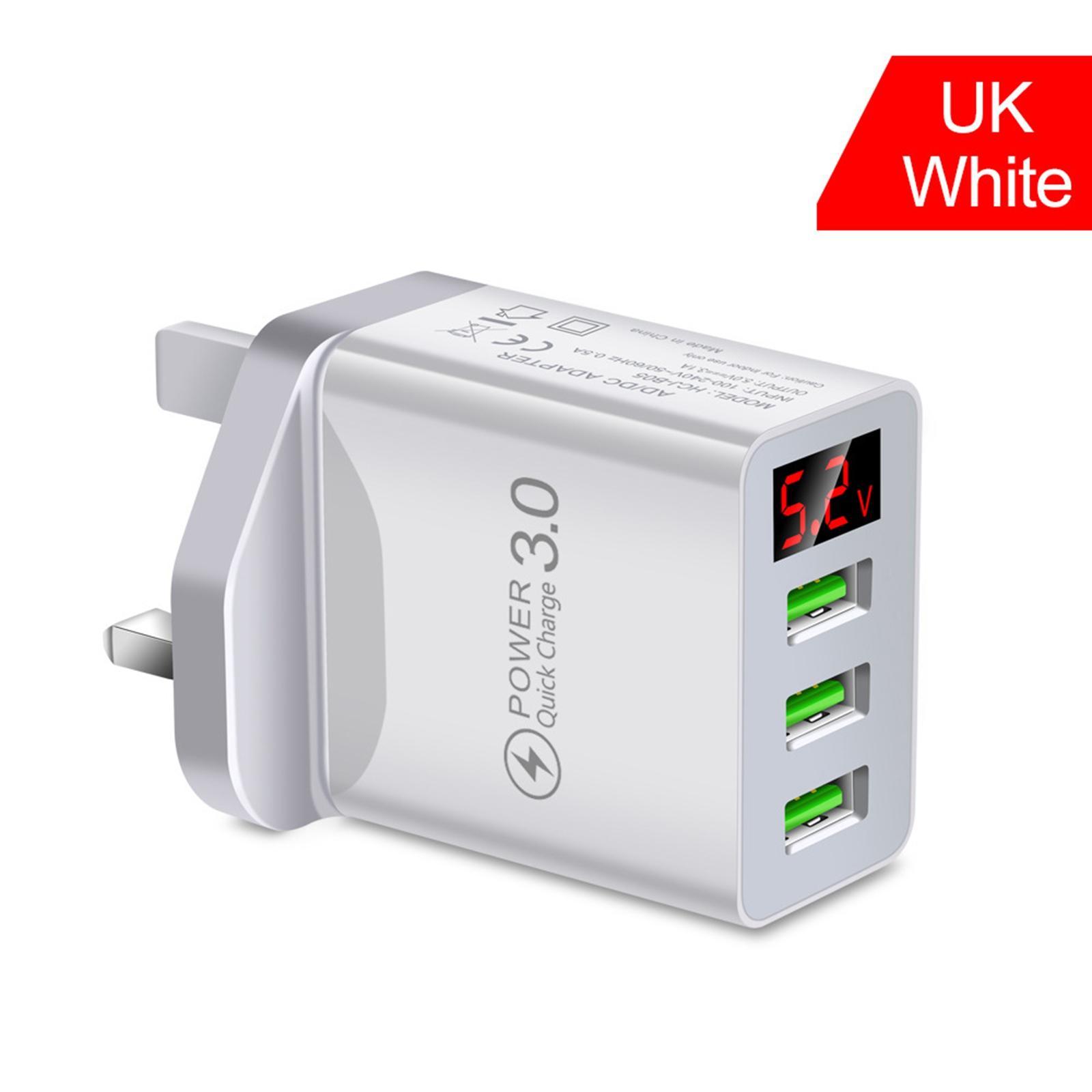 3USB Digital Display Fast Charging  with Display Compact Multi  Phone Charger Fast Charging Block for Travel Charging