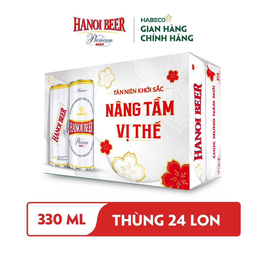 Combo 2 thùng Bia Hà Nội và Bia Hanoi Premium - Thùng 24 lon 330ml