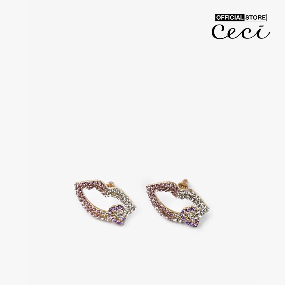 CECI - Khuyên tai nữ xỏ lỗ hình đôi môi đính đá độc đáo CC1-09000088-19