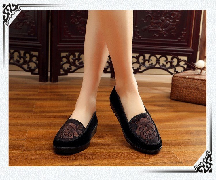 Giày cho người già , giày vải hoa hồng bà_113