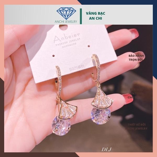 Bông tai công chúa sang chảnh chất liệu bạc ta sáng đẹp không đen xỉn,An chi Jewelry