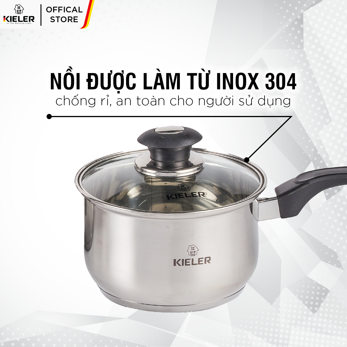 Bộ nồi chảo inox 6 món cao cấp Kieler RW1222 nấu nhanh, tiết kiệm điện (Gồm 4 nồi và 2 chảo)