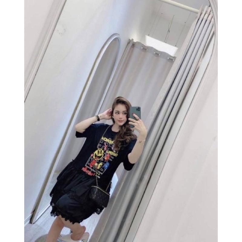 Váy babydoll chữ phối Lụa ren, váy babydoll tầng