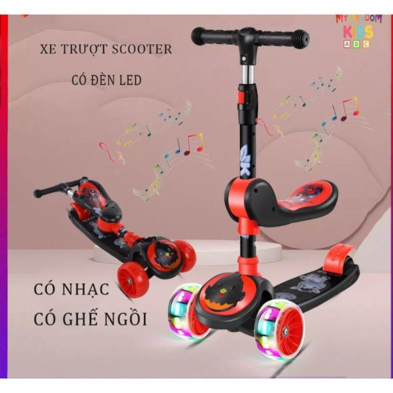 Xe Trượt Scooter 3 bánh có nhạc, đèn led,ghế ngồi cho trẻ chắc chắn