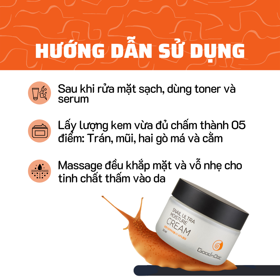 Kem Dưỡng Chống Lão Hoá Da Ốc Sên GoodnDoc Snail Ultra Moisture Cream 50ml