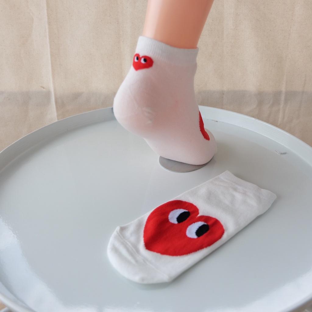 Tất Vớ Ngắn Hình Tim Tất Vớ cổ Ngắn In hình Hoạt Hình Hàn Nhật Vớ Cổ Cao Nam nữ Cute Cotton Thu Đông Phong Cách Ulzzang