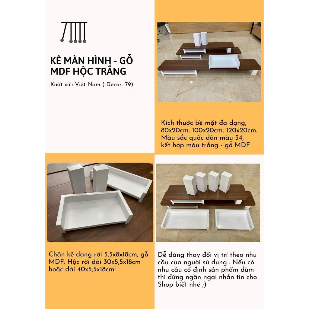 Kê Màn Hình Gỗ MDF - Decor - Combo MDF Trắng,80x20Cm -MDF Màu 34