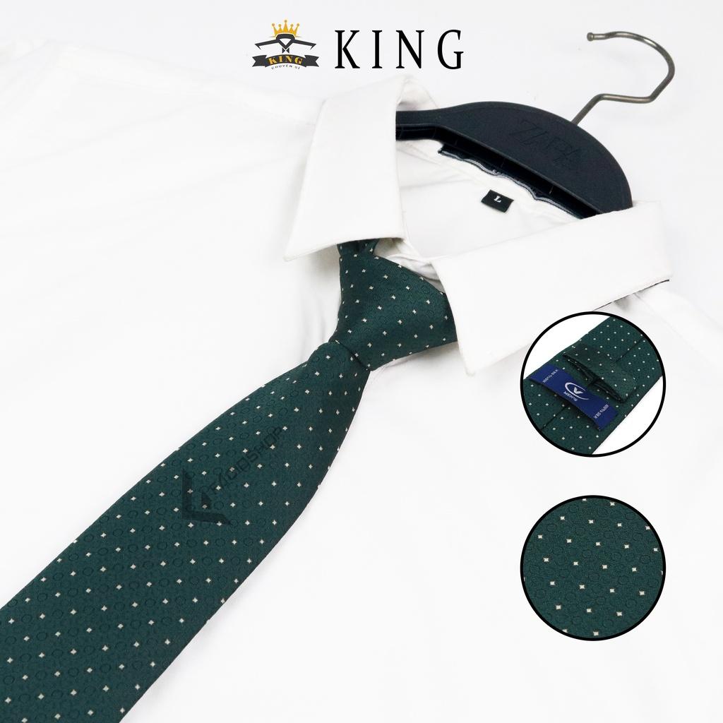 Cà vạt nam xanh đen KING bản 8cm, cravat nam, cravat cao cấp giá rẻ C008