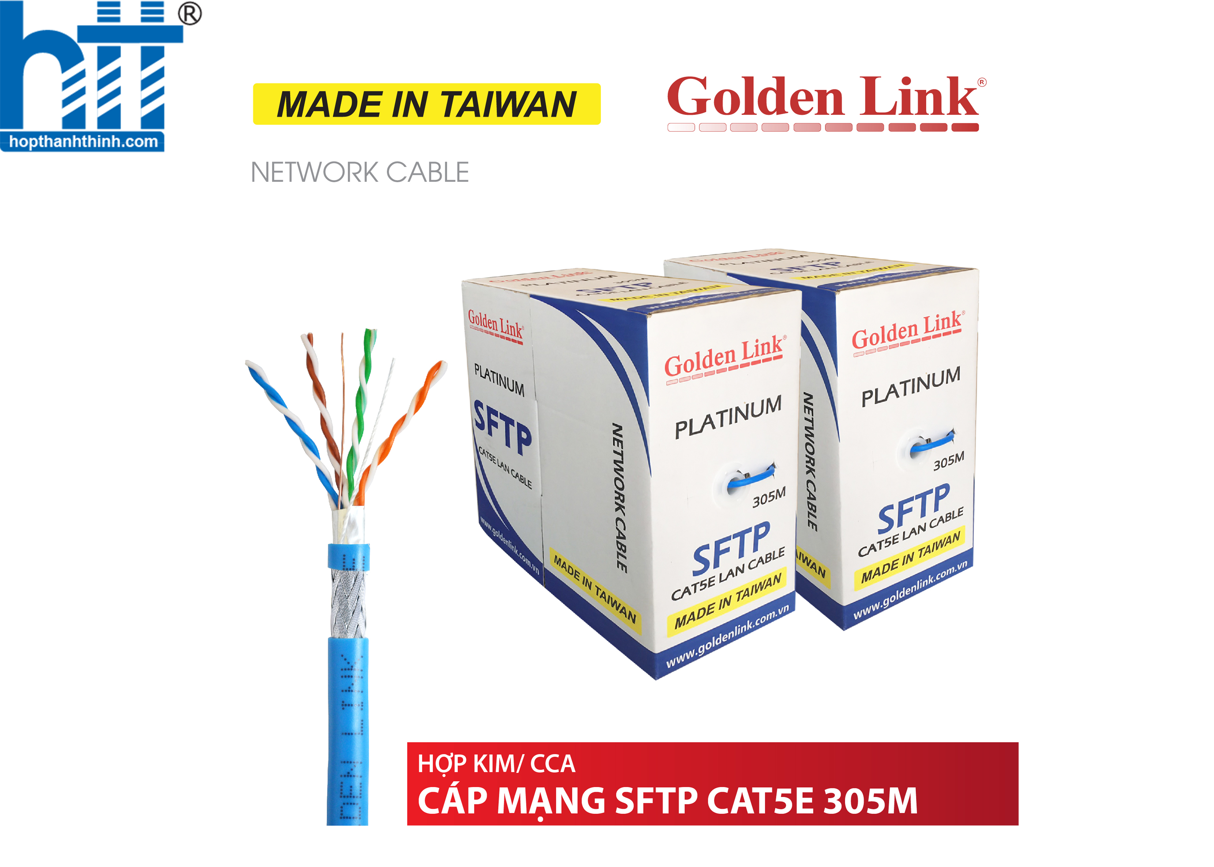Cáp mạng Golden Link Cat5E SFPT - 305m - Màu Xanh Dương