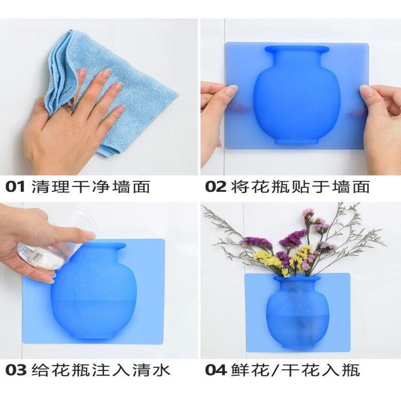 Bình Hoa Silicon Dán Tường,Dán Kính Decor Trang Trí