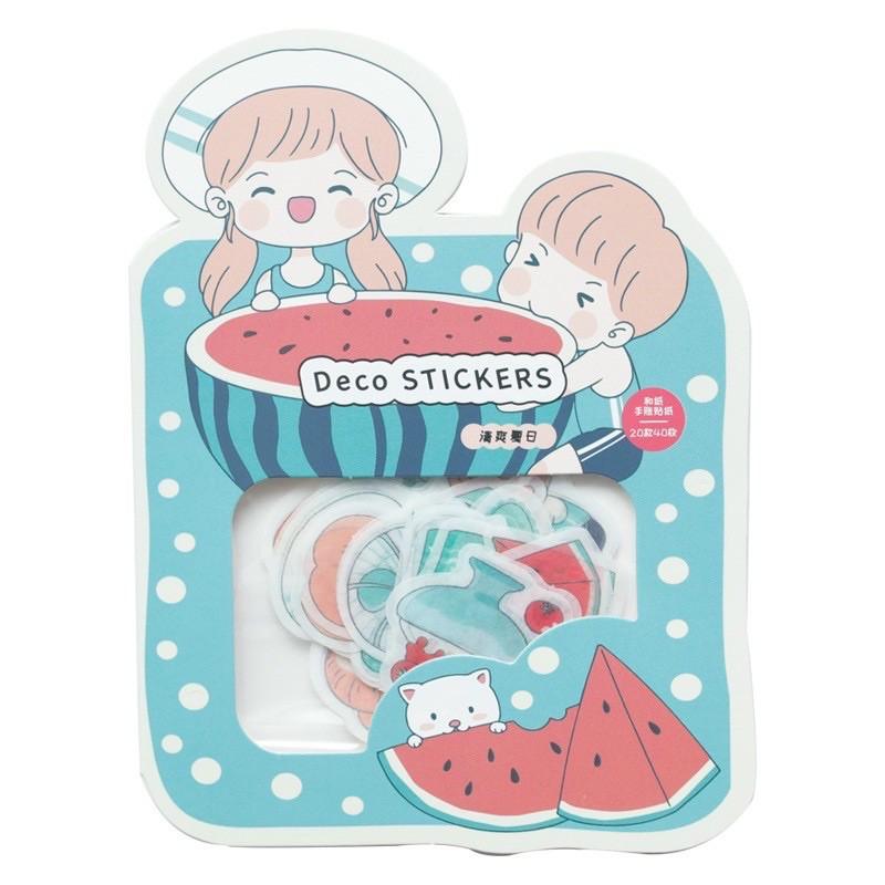 Sticker / Hình dán Túi 40pcs Cậu Bé/Cô Bé Mùa Hè Dễ Thương