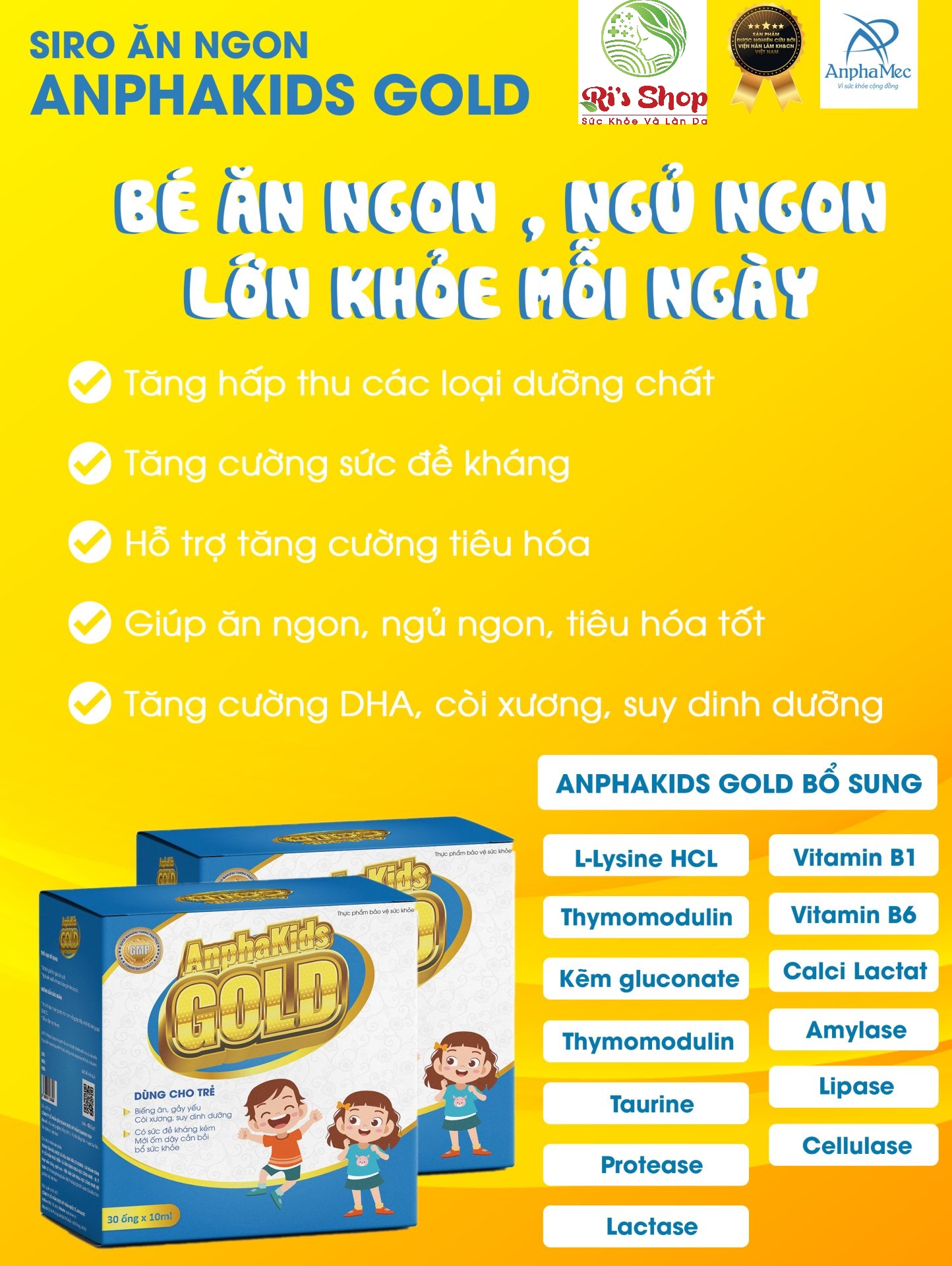 SIRO ĂN NGON ANPHAKIDS GOLD - ANPHAMEC - DÀNH CHO TRẺ BIẾNG ĂN, GẦY YẾU, SUY DINH DƯỠNG , ĐỀ KHÁNG KÉM - GIÚP TRẺ ĂN NGON, NGỦ NGON , BỒI BỔ SỨC KHỎE VÀ TĂNG CƯỜNG SỨC ĐỀ KHÁNG