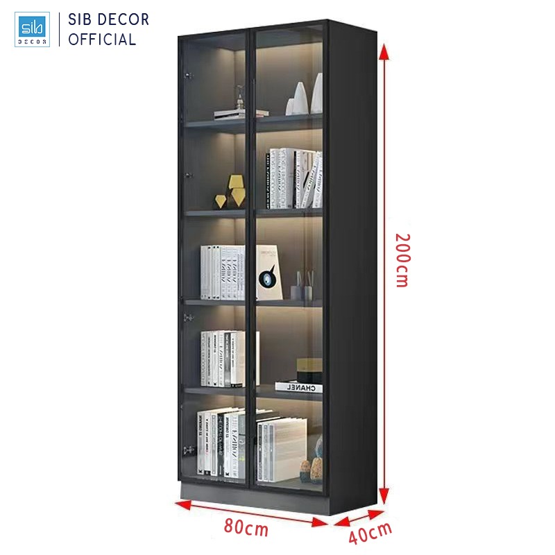 Tủ Gỗ Trưng Bày Cánh Kính Đèn LED Hiện Đại Thương Hiệu SIB Decor TCK02