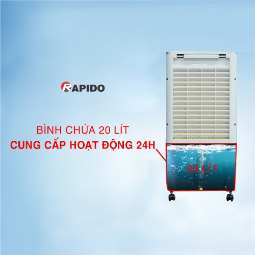 Quạt điều hòa không khí Rapido TURBO 3000D (Điều khiển từ xa) (Có thể lắp thêm tấm lọc nano) - Hàng Chính Hãng