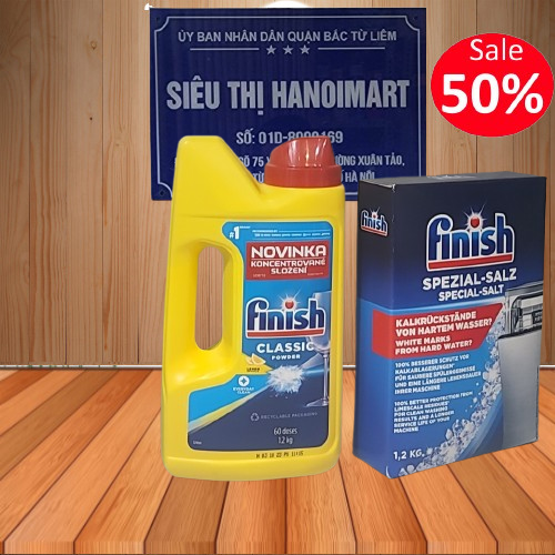 Bột rửa bát Finish 2.5kg + Muối Finish 1.2kg