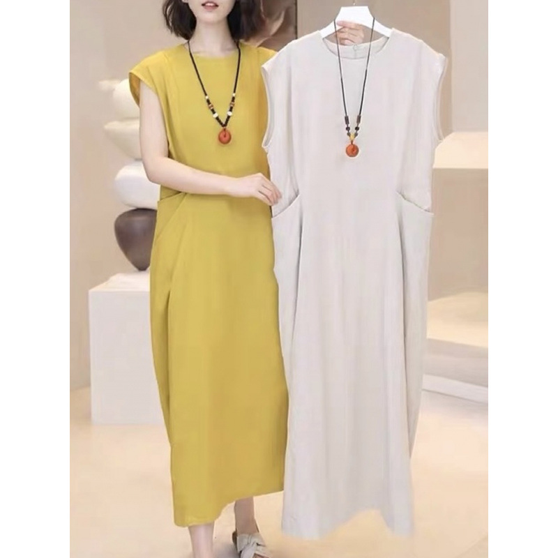 Áo sơ mi váy dáng dài, chất liệu đũi mềm mịn, form dài rộng kiểu Hàn Quốc, áo váy nữ, NeSa Shop AT15