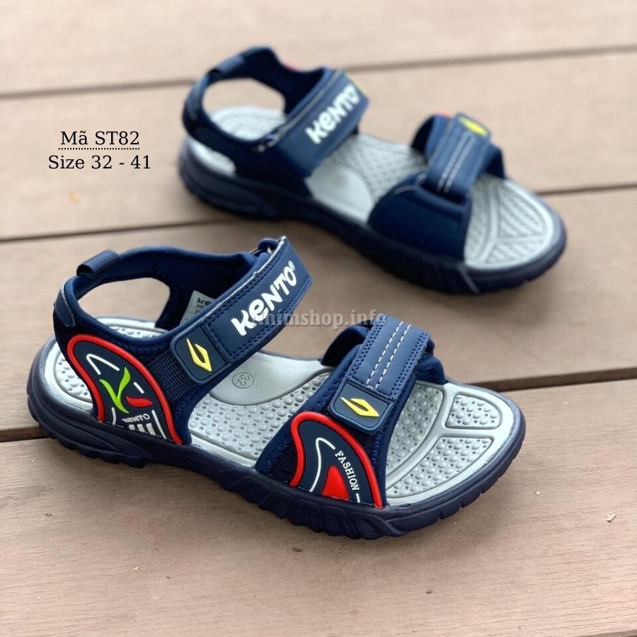 Dép sandal bé trai KENTO xanh navy quai hậu kiểu dán êm nhẹ chống trơn trượt cao cấp phù hợp cho trẻ em học sinh tiểu trung học 6, 7, 8, 9, 10, 11, 12, 13, 14, 15 tuổi đi học đi biển màu hè NHÍM SHOP ST82