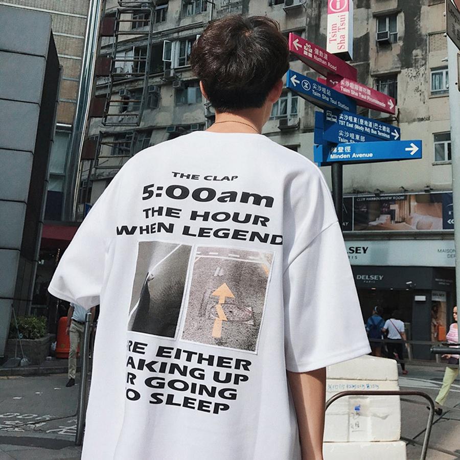 Áo thun Unisex Phong Boutique 5AM tay lỡ nam nữ form rộng Oversize 2 màu