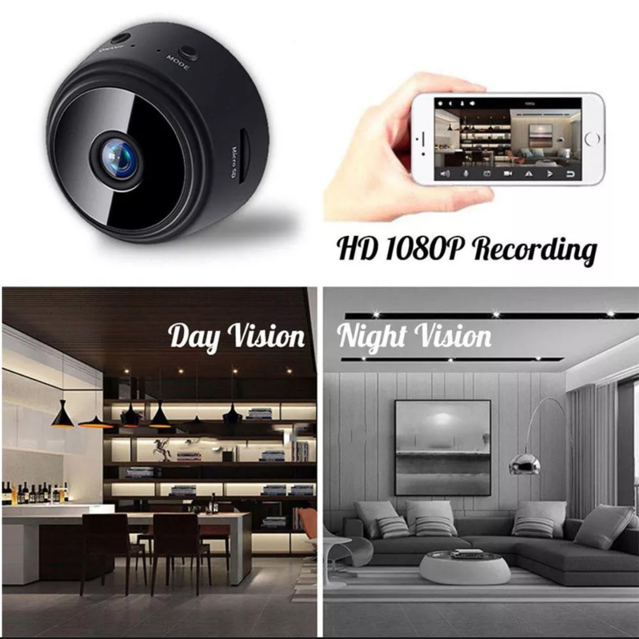 Bộ camera wifi an ninh gia đình 1080p, kết nối Wifi không dây hình ảnh chất lượng cao - Góc Quay Rộng