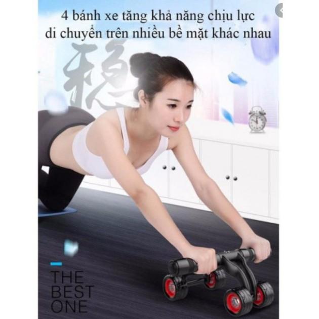 Con Lăn Tập Bụng Cao Cấp Gym Roller Gym 4 Bánh Con Lăn Tập Cơ Bụng , Chân , Tay , Vai , Eo Chuyên Nghiệp Tặng Kèm Thảm