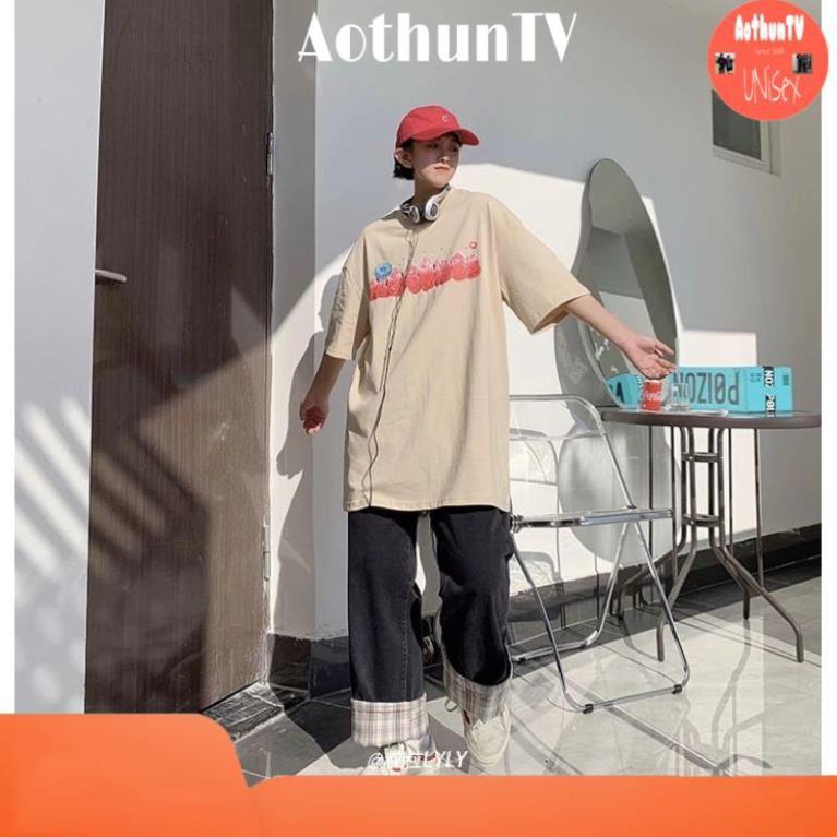 Áo thun tay lỡ, áo phông form rộng chất cotton mát mịn thấm hút mồ hôi in hình CHỮ đẹp