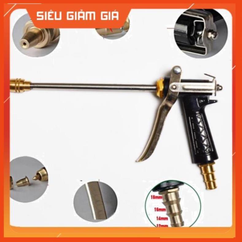 Bộ dây vòi xịt nước rửa xe, tưới cây . tăng áp 3 lần, loại 15m 206318 đầu đồng,cút,nối đen+ tặng mở chai