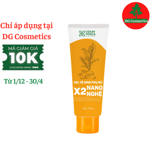 Dung Dịch Vệ Sinh Phụ Nữ X2 Nano Nghệ Cocayhoala Mini Giảm Mùi Hôi - Giảm Khí Hư - Hết Ngứa Vùng Kín, Tuýp 10 ml