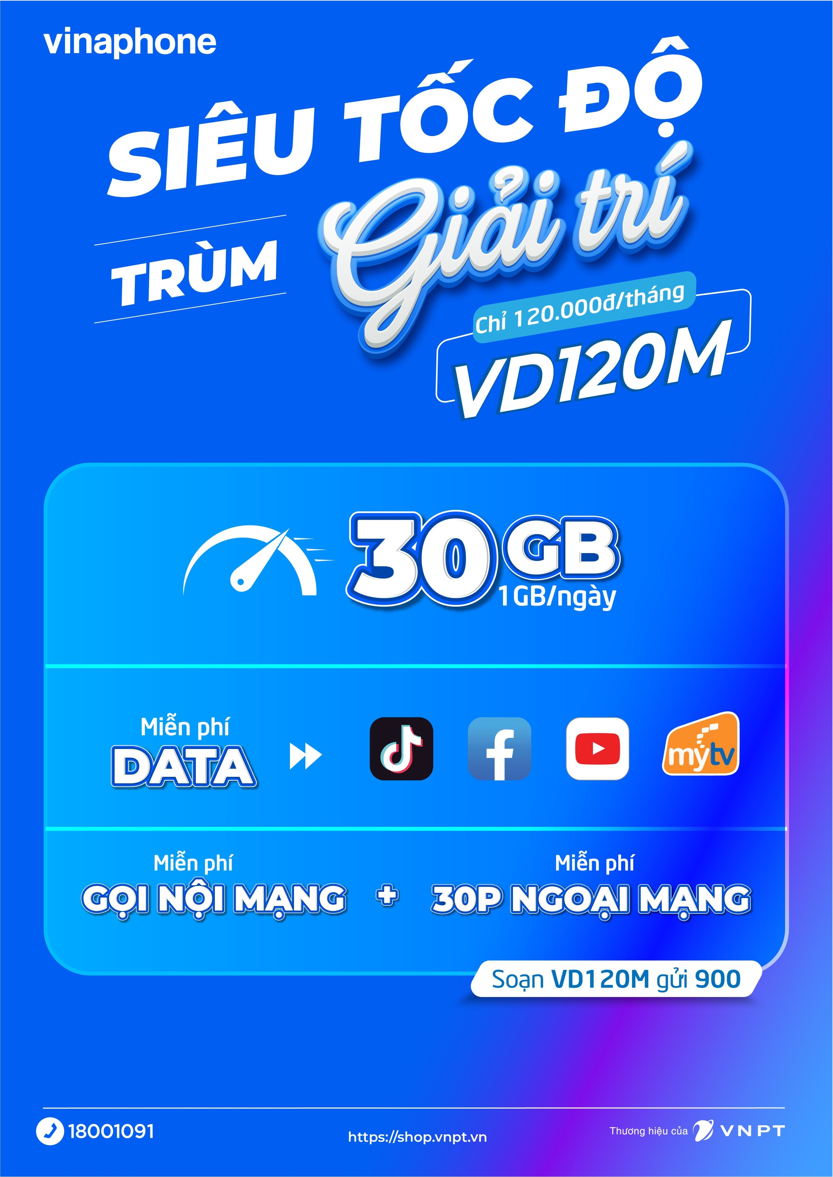 Sim Vinaphone 4G dùng mãi mãi gói cước Mạng Xã Hội không giới hạn data + Gọi Thoại, Hàng chính hãng