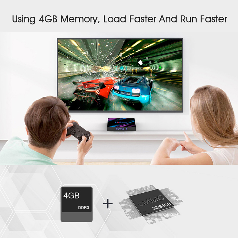 Android tivi box Ram 4G Rom 32G android 10.0 bluetooth 4.0 kết nối wifi 5G hỗ trợ video 4k xem kênh truyền hình miễn phí H96MAX