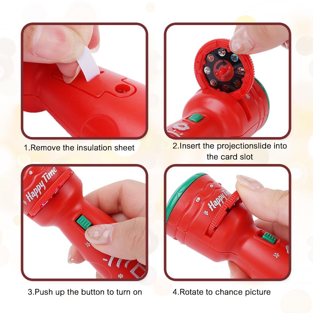 Đồ Chơi Đèn Pin Chiếu 24 Họa Tiết Ông Già Noel Dùng Làm Quà Tặng Giáng Sinh / Sinh Nhật Cho Bé