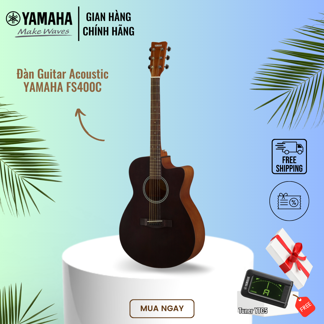 Đàn Guitar Acoustic Yamaha FS400C - Thiết kế cutaway, nhỏ gọn, phù hợp cho người mới, phù hợp cho người mới bắt đầu chơi đàn, sản phẩm chính hãng