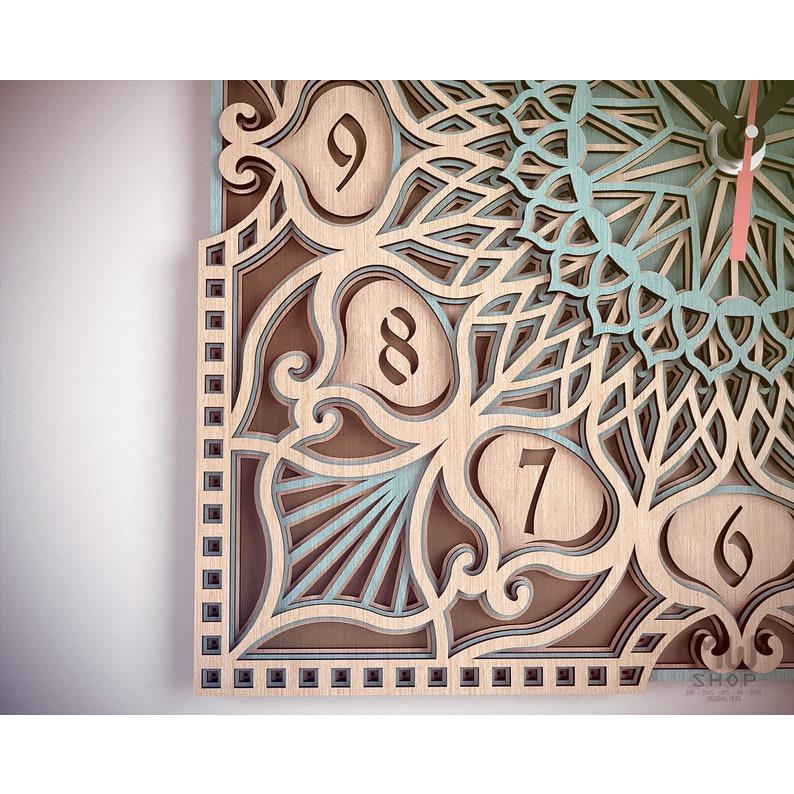 Đồng hồ trang trí kiểu mandala mẫu 19