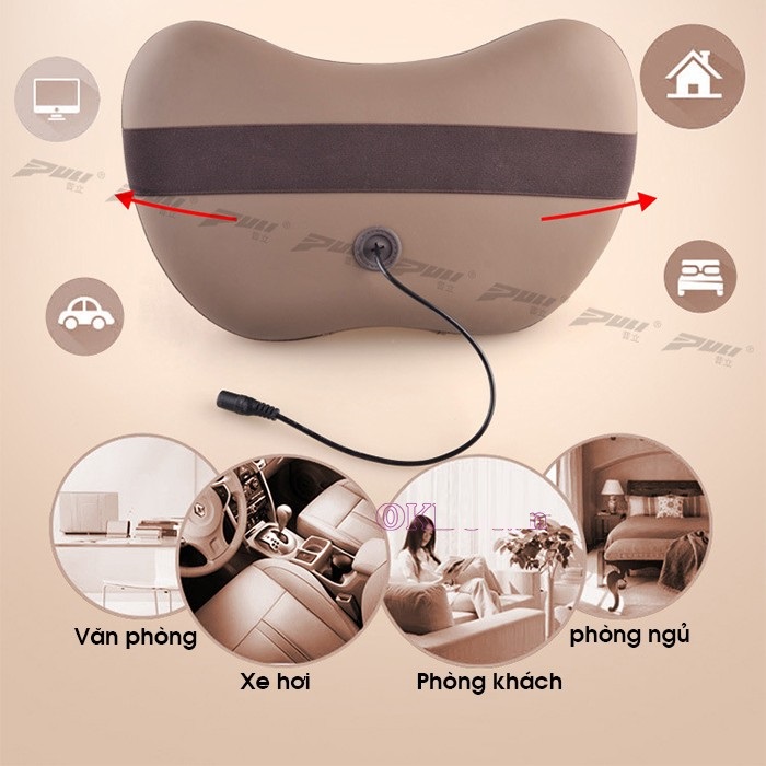 Gối massage hồng ngoại 6 bi - Công nghệ Hàn Quốc
