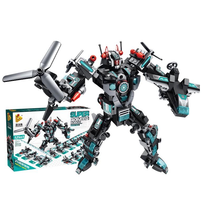 Đồ chơi lắp ráp Robot Máy bay biến hình - Lego Robot 12 in 1 Panlos 633013 - Đồ chơi trí tuệ 577 mảnh ghép